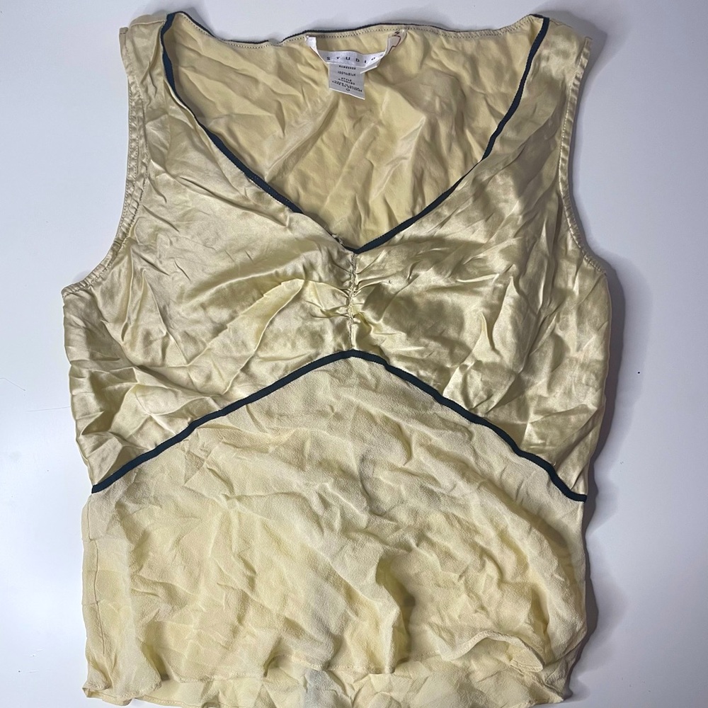 STUDIO M Silky Tank Top: Beige & Black